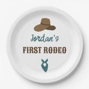 First Rodeo Birthday 1st Cowboy Western Paper Plate
