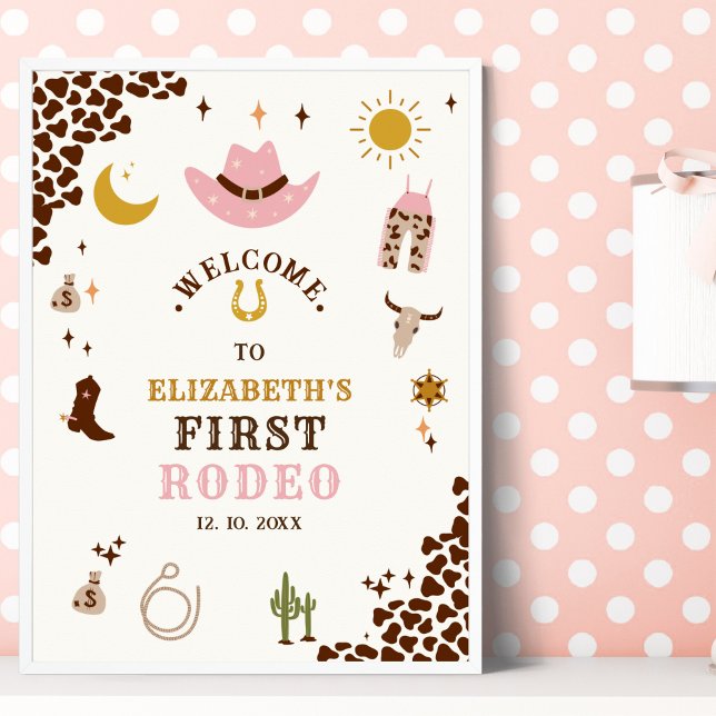 First Rodeo Birthday Girl, Fun Cowgirl Birthday Poster (Creator Uploaded)