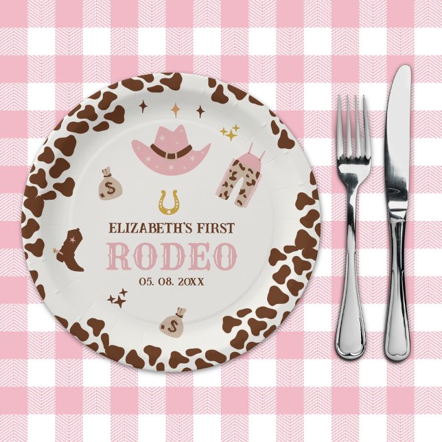 First Rodeo Birthday Girl, Fun Cowgirl Paper Plate (Creator Uploaded)
