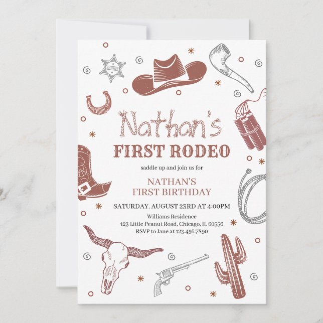 First Rodeo Birthday Invitation (Front)
