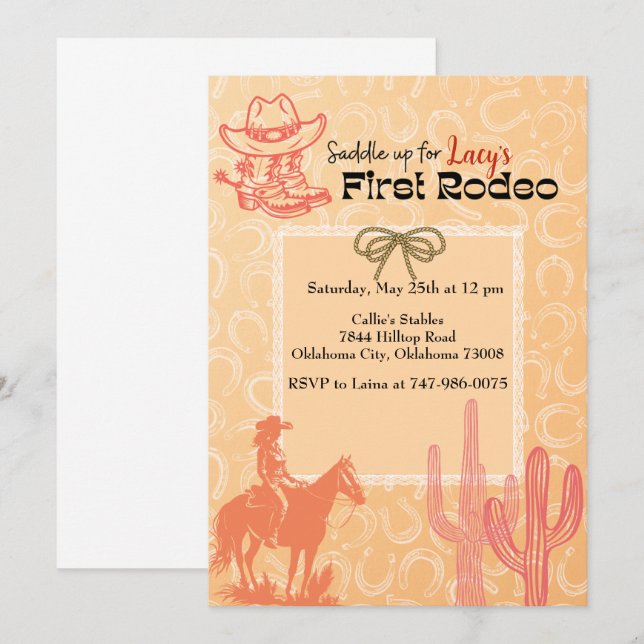First Rodeo Birthday Invitation (Front/Back)