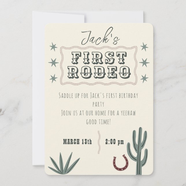 First Rodeo Birthday Invite Personalised (Front)