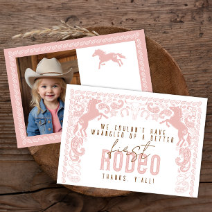 First Rodeo Birthday Party  Thank You Card