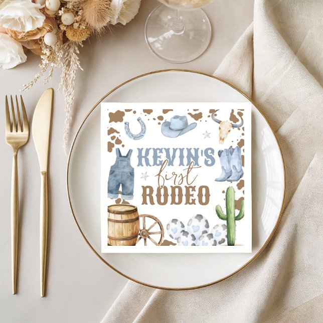 First Rodeo Blue Birthday Party Napkins (Creator Uploaded)