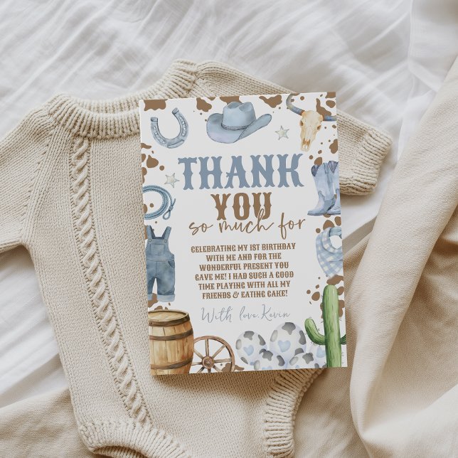 First Rodeo Blue Birthday Thank You Card (Creator Uploaded)