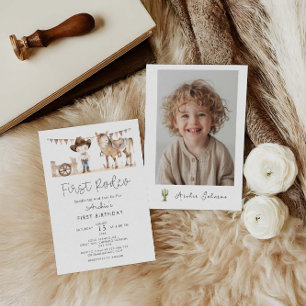 First Rodeo Boy Modern 1st Birthday  Invitation