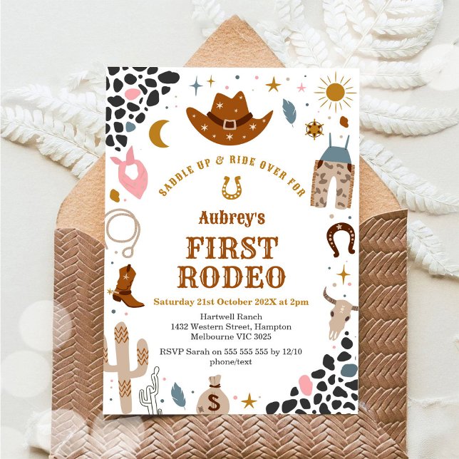 First Rodeo Cowbow Western 1st Birthday Invitation (Creator Uploaded)