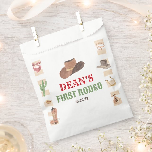 First Rodeo Cowboy 1st First Birthday Party Favour Bags (Clipped)