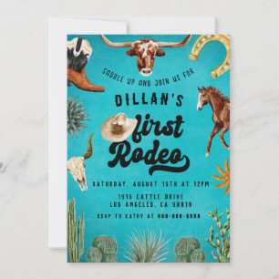 First Rodeo Cowboy Birthday  Invitation