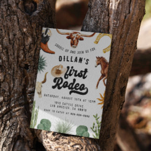 First Rodeo Cowboy Birthday  Invitation