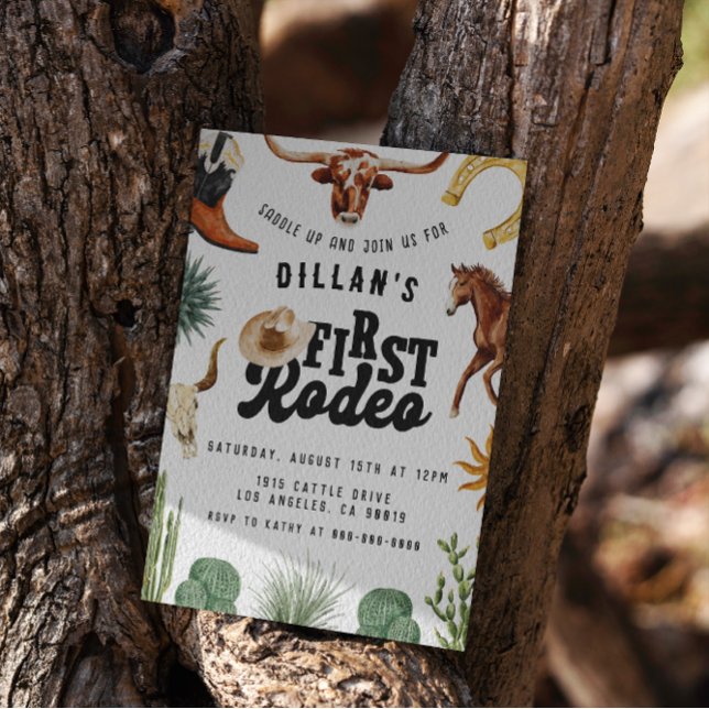 First Rodeo Cowboy Birthday  Invitation (Creator Uploaded)