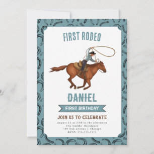 First Rodeo Cowboy Birthday Invitation
