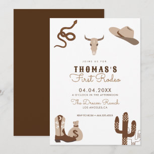First Rodeo Cowboy Birthday Party Invitation