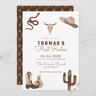 First Rodeo Cowboy Birthday Party Invitation