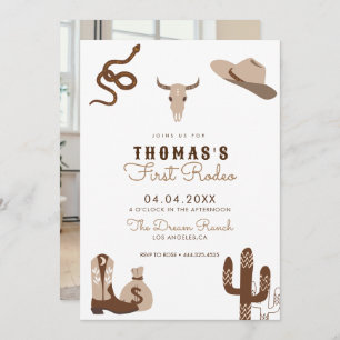 First Rodeo Cowboy Birthday Party Invitation