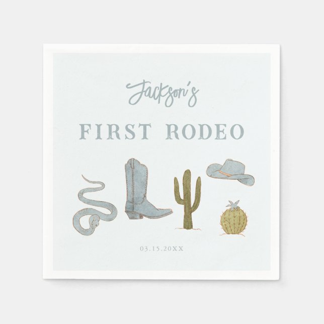 First Rodeo Cowboy Birthday Party Napkin (Front)