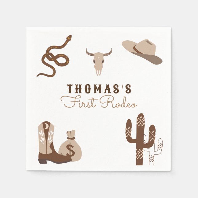 First Rodeo Cowboy Birthday Party  Napkin (Front)