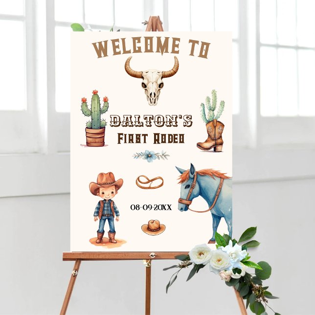 First Rodeo Cowboy Birthday Party Welcome Poster (Creator Uploaded)