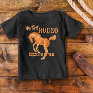 First rodeo cowboy birthday personalised baby T-Shirt
