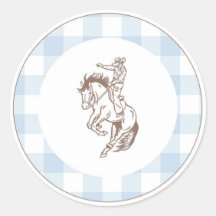 First Rodeo Cowboy Blue Gingham Preppy 