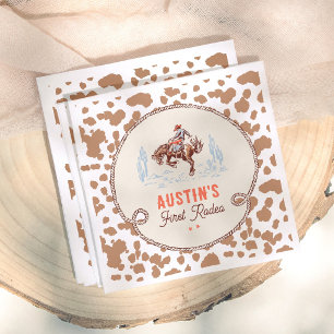 First Rodeo Cowboy Vintage Boy 1st Birthday Napkin