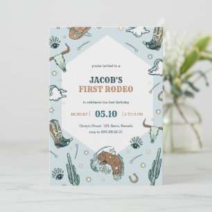 First Rodeo Cowboy Western Birthday Invitation