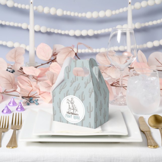 First Rodeo Cowboy Western Blue 1st Birthday Favour Box (Wedding)