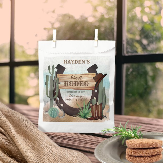 First Rodeo Cowboy Western Boy 1st Birthday Party Favour Bags (Creator Uploaded)