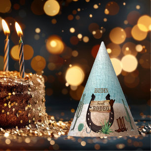 First Rodeo Cowboy Western Boy 1st Birthday Party Party Hat