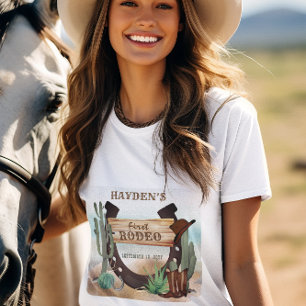 First Rodeo Cowboy Western Boy 1st Birthday Party Tri-Blend Shirt