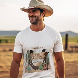 First Rodeo Cowboy Western Boy 1st Birthday Party Tri-Blend Shirt