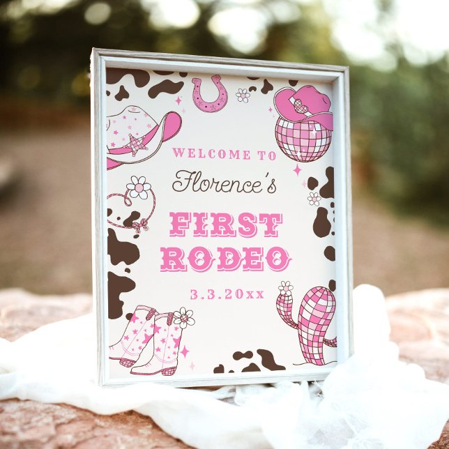 First Rodeo Cowgirl 1st Birthday party Welcome Poster (Creator Uploaded)