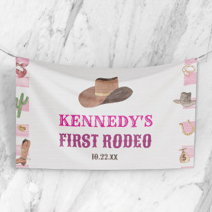 First Rodeo Cowgirl 1st First Birthday Party Banner
