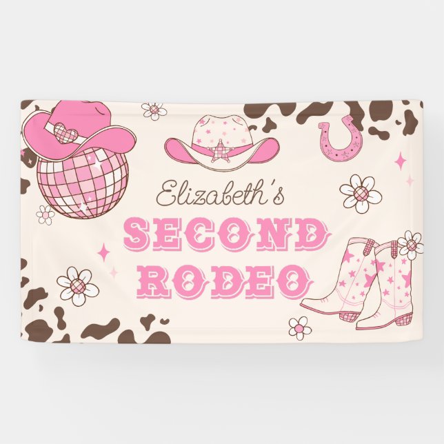 First Rodeo Cowgirl 2nd rodeo Birthday party Banner (Horizontal)