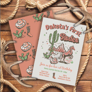 First Rodeo Cowgirl Cowboy Birthday Invitation