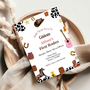 First Rodeo cowgirl first birthday party Invitation