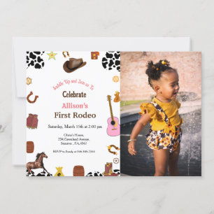 First Rodeo cowgirl first birthday party Invitation
