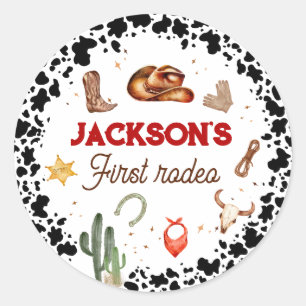 First Rodeo Cupcake Toppers 1st Birthday Classic Round Sticker