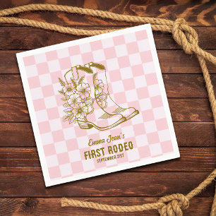 First Rodeo Floral Cowboy Boots 1st Birthday Napkin