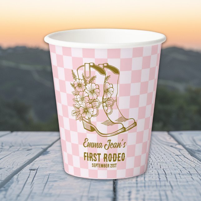 First Rodeo Floral Cowboy Boots First Birthday Paper Cups (First Rodeo Floral Cowboy Boots First Birthday Paper Cups)