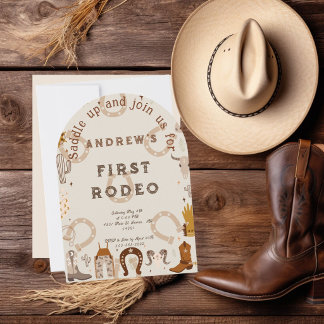 First Rodeo Horseshoe Pattern Country Invitation