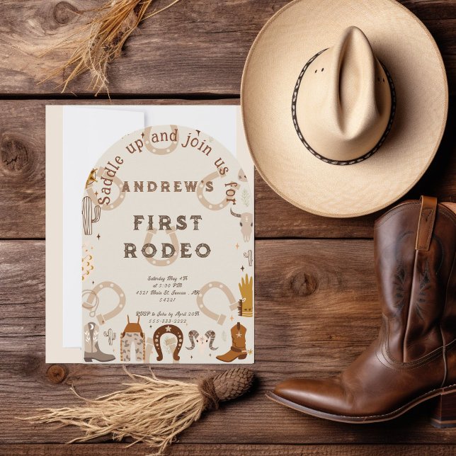 First Rodeo Horseshoe Pattern Country  Invitation (Creator Uploaded)