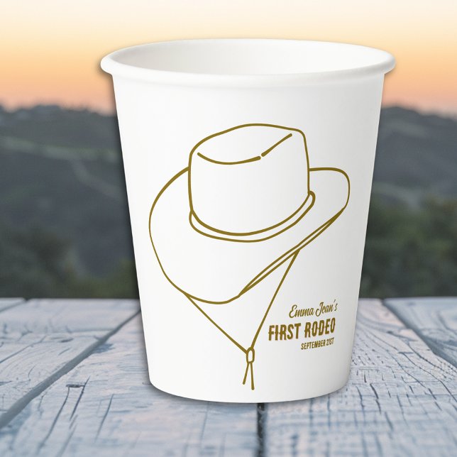 First Rodeo Minimalist Cowboy Hat 1st Birthday Paper Cups (First Rodeo Minimalist Cowboy Hat 1st Birthday Paper Cups)