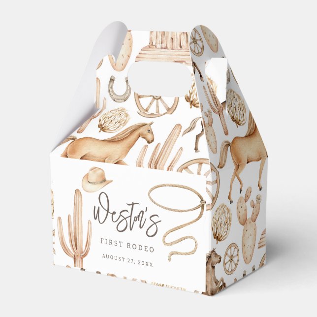 First Rodeo Neutral Southern Cowboy Birthday Favou Favour Box (Front Side)