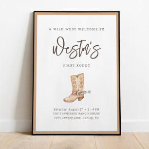 First Rodeo Neutral Southern Cowboy Birthday Poste Poster