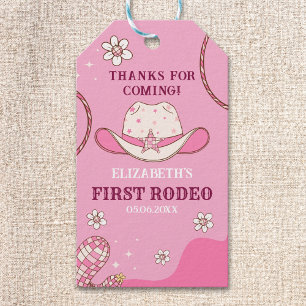 First Rodeo Party Girl in Pink and White Gift Tags