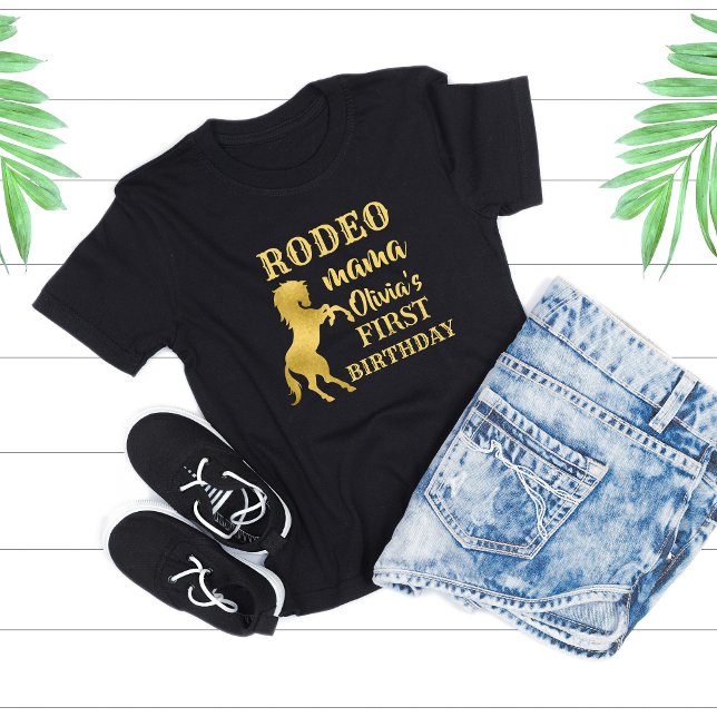 First rodeo party gold horse birthday T-Shirt (Creator Uploaded)