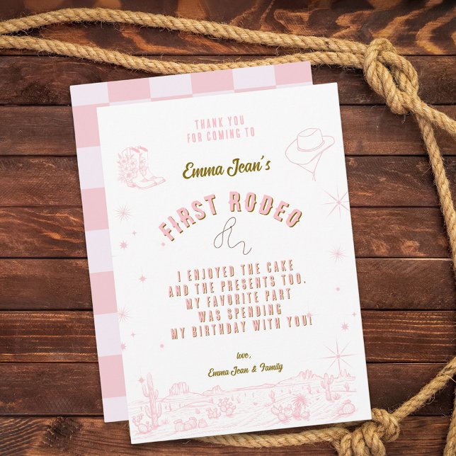 First Rodeo Pink Cowgirl 1st Birthday Thank You Card (First Rodeo Pink Cowgirl 1st Birthday Thank You
)