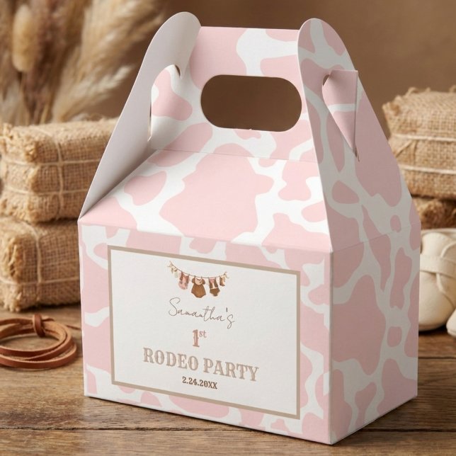 First Rodeo Pink Cowgirl Western Birthday Favour Box (First Rodeo Pink Birthday Gift Box)