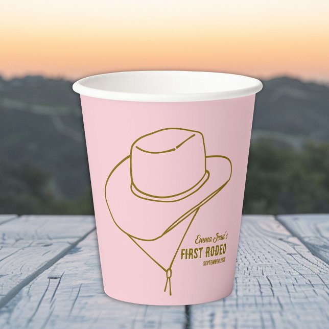 First Rodeo Pink Simple Cowboy Hat 1st Birthday Paper Cups (First Rodeo Pink Simple Cowboy Hat 1st Birthday Paper Cups)